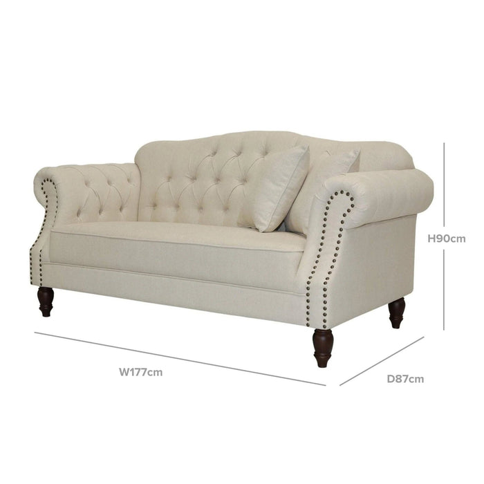 VAUCLUSE 2 SEATER FABRIC SOFA CREAM COLOUR