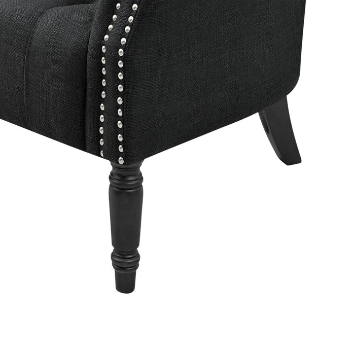 MAURICE BUTTONED ARMCHAIR BLACK