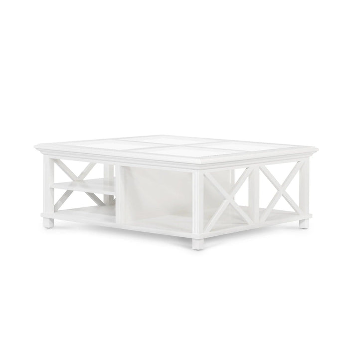 SORRENTO LARGE GLASS COFFEE TABLE WHITE