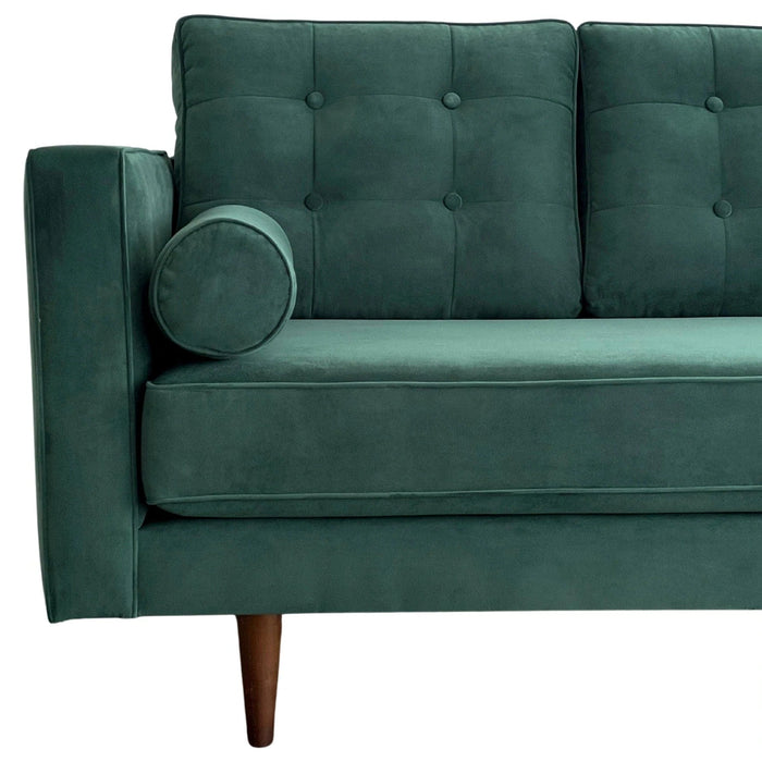 VELVET 3 SEATER FABRIC SOFA FOREST GREEN COLOUR