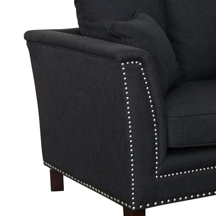 MANHATTAN 3 SEATER FABRIC SOFA BLACK COLOUR