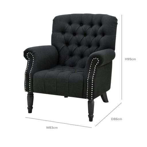 MAURICE BUTTONED ARMCHAIR BLACK