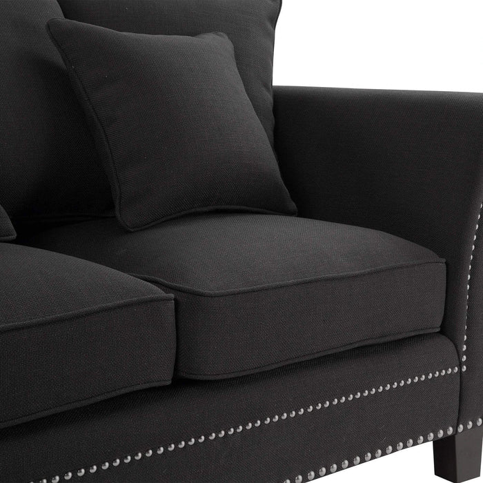 MANHATTAN 2 SEATER FABRIC SOFA BLACK COLOUR