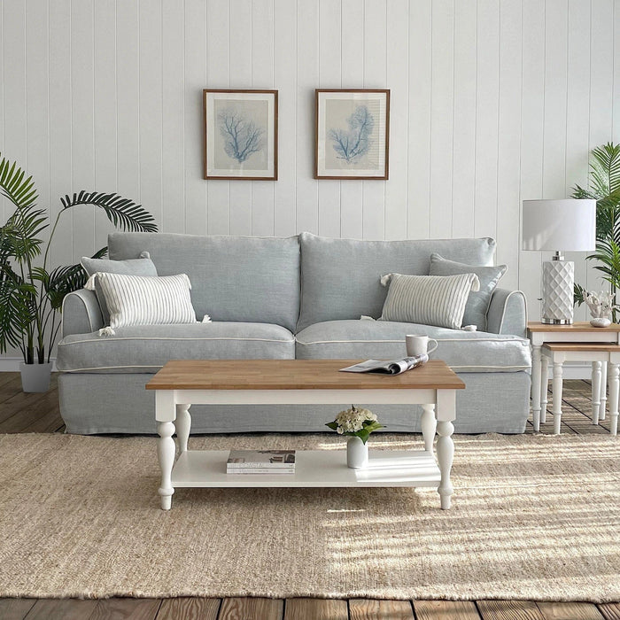 WOODEN COFFEE TABLE NATURAL AND WHITE