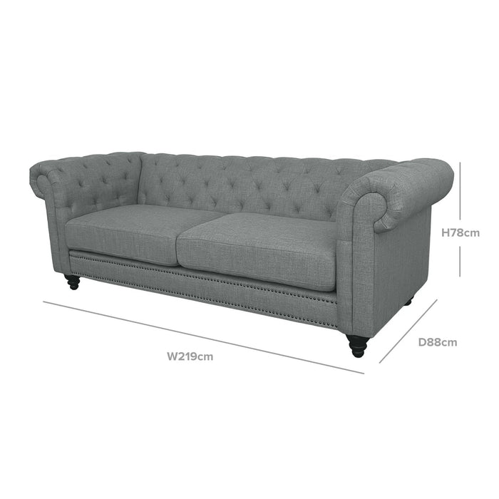 FABRIC 3 SEATER FABRIC SOFA SILVER GREY COLOUR