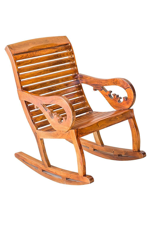 Wooden Royal Rocking Chair Wood Rocking Chair in Mahogany SPL Finish for Living Room Lounge Garden