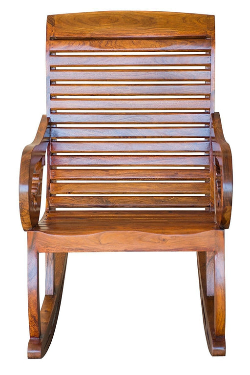 Wooden Royal Rocking Chair Wood Rocking Chair in Mahogany SPL Finish for Living Room Lounge Garden