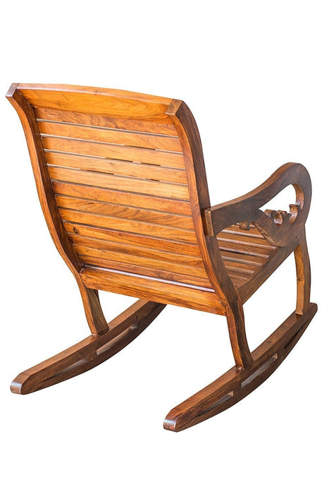 Wooden Royal Rocking Chair Wood Rocking Chair in Mahogany SPL Finish for Living Room Lounge Garden