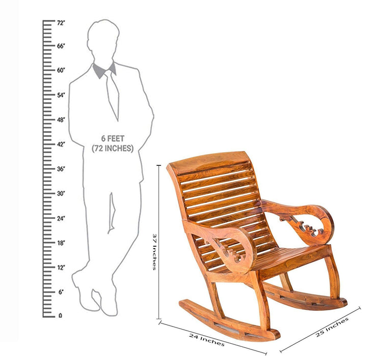 Wooden Royal Rocking Chair Wood Rocking Chair in Mahogany SPL Finish for Living Room Lounge Garden