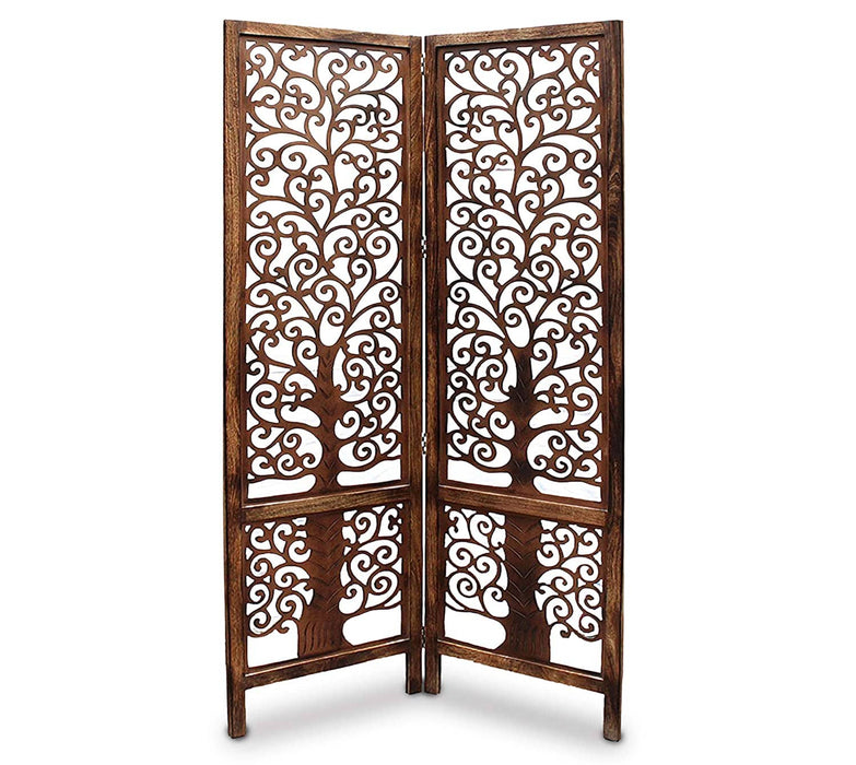 wooden  Handcrafted 2 Panel Brown Wooden Room Partition/Divider