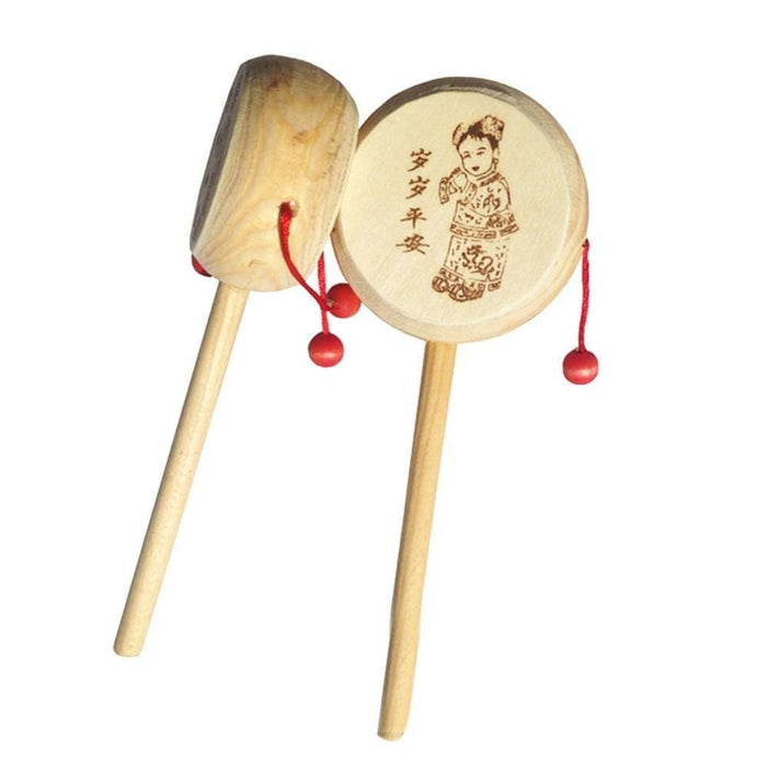 Wooden Rattle Drum Instrument Child Musical Toy