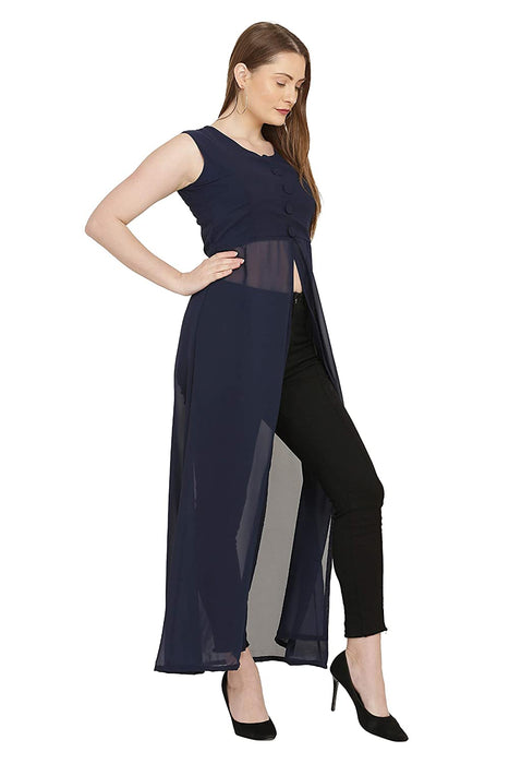 Stylish  Georgette Sleeveless Shrug Top for Women