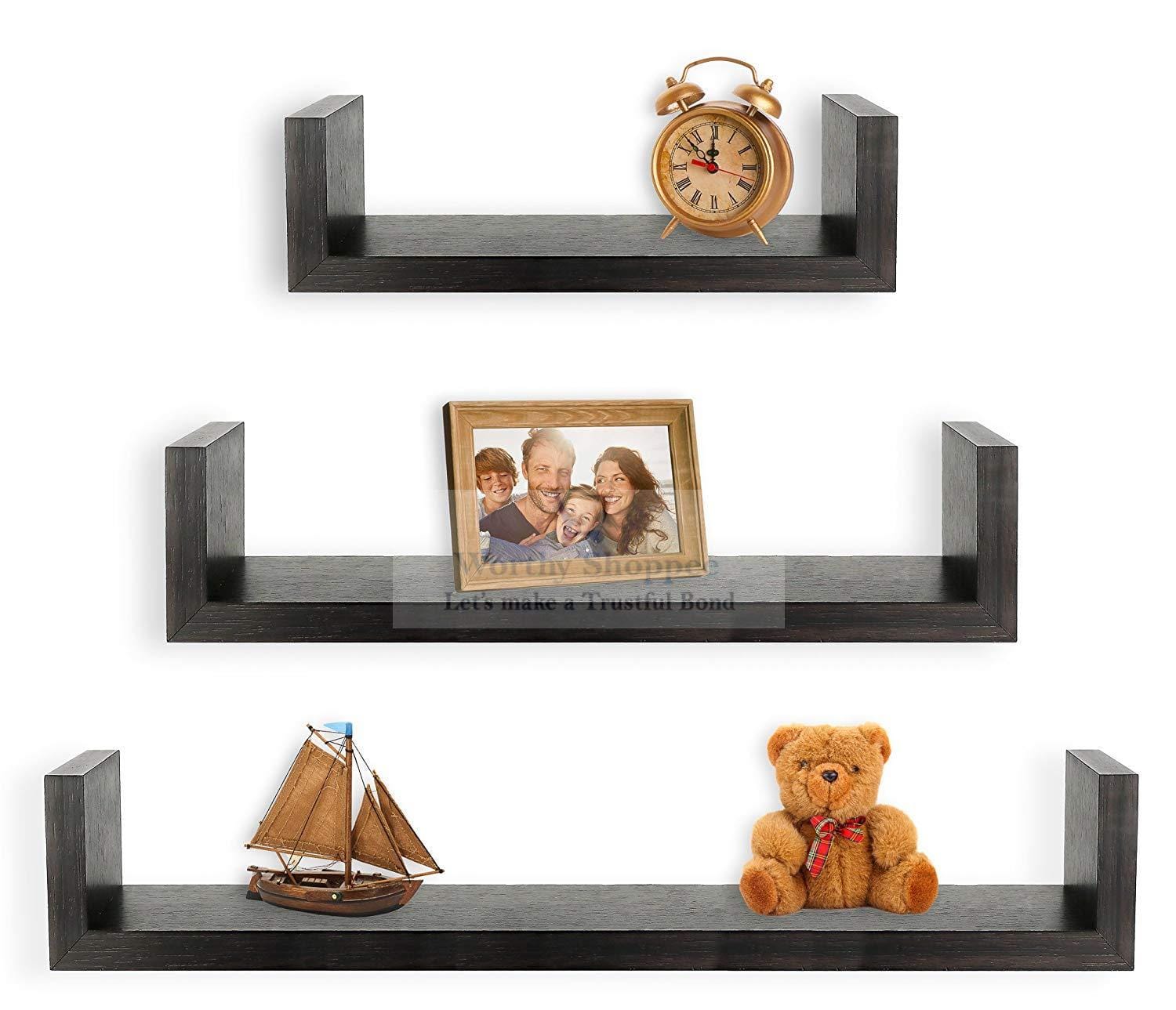 Wall Decor Set of 3 Floating U Shelves U Rack