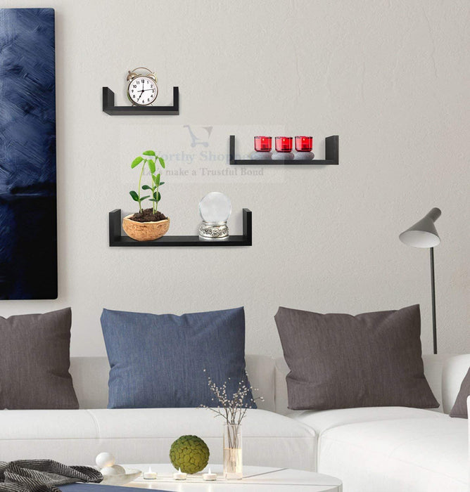 Wall Decor Set of 3 Floating U Shelves U Rack