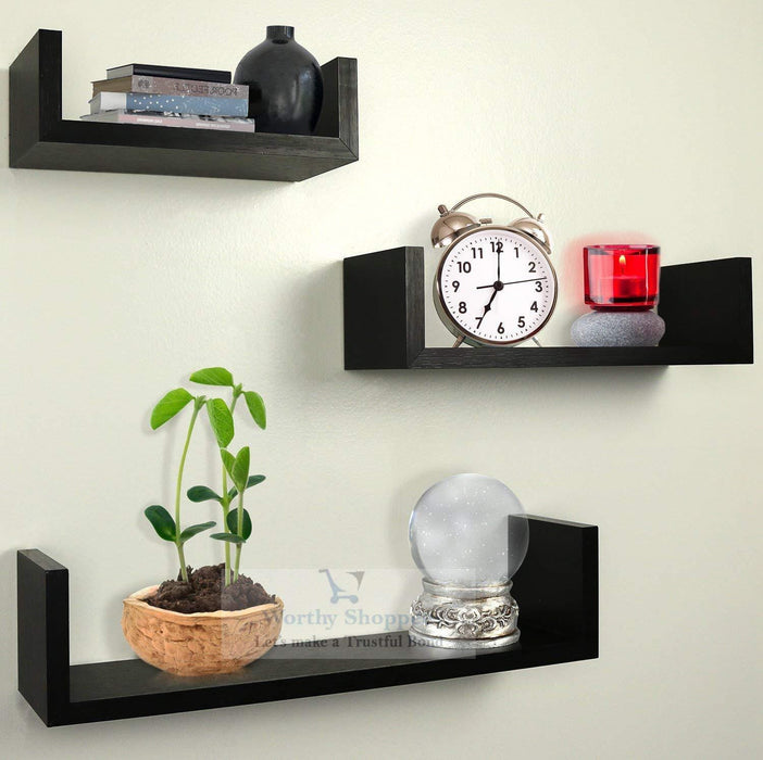 Wall Decor Set of 3 Floating U Shelves U Rack