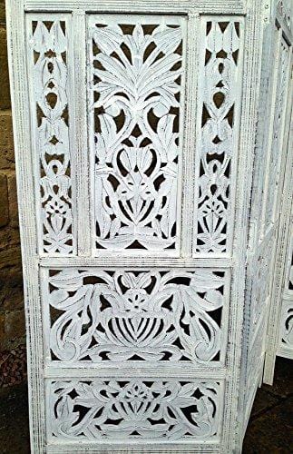 4 Panel Handcrafted Wooden Partition Screen Room Divider, Natural Wood Color Wooden Partition Foldable Room Partition Screen Dividers 4 Panels Wooden Partition Room Divider Flooring & Wall Panels Room Partitions