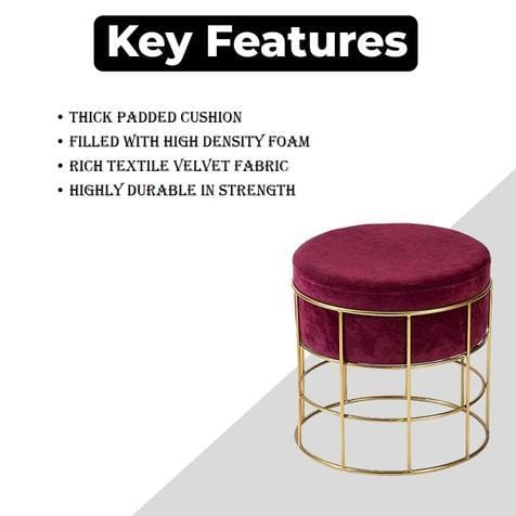 Pouffee & Ottoman Stool (Maroon)