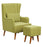 Zoey Wing Chair in Olive with Footrest