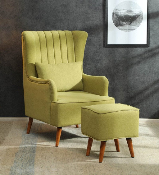 Zoey Wing Chair in Olive with Footrest